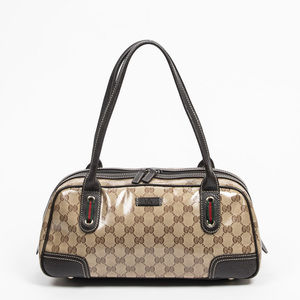 Gucci Web Princy Boston in Brown Crystal Coated Canvas